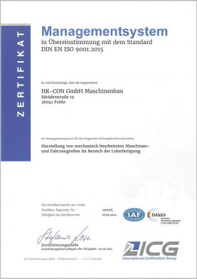 HK-CON Zertifikat DIN EN ISO 9001.2015